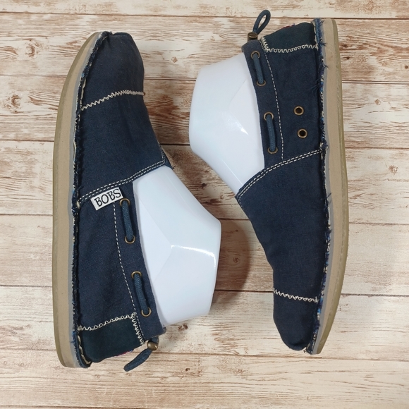 Bobs by Skechers Navy Blue Slip On Loafers Flats Women's Size 7 Arch Support - Picture 6 of 10